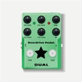 Overdrive pedal,Top view of a guitar effect peda vector design isolated on white background