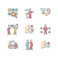 Effective communication RGB color icons set Royalty Free Stock Photo