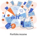 Effective finance currency invest, portfolio income. Stock market trade, business strategy planning Royalty Free Stock Photo