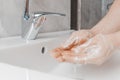 Effective handwashing techniques: rinse hand with water. Hand washing is very important to avoid the risk of contagion from