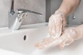 Effective handwashing techniques: rub palm with tips of other hand`s fingers. Hand washing is very important to avoid the risk of