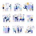 Effective management. Organizing work processes with tasks on project board activities business people vector concept Royalty Free Stock Photo