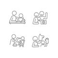 Effective parenting style linear icons set