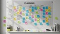 Effective planning and organization with colorful sticky notes on whiteboard Royalty Free Stock Photo