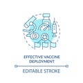 Effective vaccine deployment turquoise concept icon