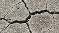 The effects of drought or dry weather on the soil showing clear shrinkage Royalty Free Stock Photo