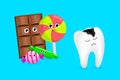 Effects of sugar to teeth. Dental care concept.