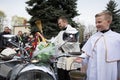 Effectuation of Easter basket and motorcycles in Holy Saturday