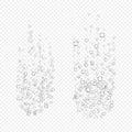 Effervescent bubbles on transparent background. Fizzy tablet dissolves in water solution. Realistic vector illustration of bubble