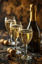 Effervescent elixir: sparkling wine, a bubbly celebration encapsulated in every sip, a golden symphony of effervescence Royalty Free Stock Photo