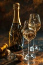 Effervescent elixir: sparkling wine, a bubbly celebration encapsulated in every sip, a golden symphony of effervescence