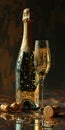 Effervescent elixir: sparkling wine, a bubbly celebration encapsulated in every sip, a golden symphony of effervescence Royalty Free Stock Photo