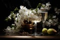 Effervescent elixir: sparkling wine, a bubbly celebration encapsulated in every sip, a golden symphony of effervescence