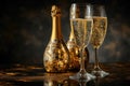 Effervescent elixir: sparkling wine, a bubbly celebration encapsulated in every sip, a golden symphony of effervescence Royalty Free Stock Photo