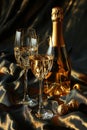 Effervescent elixir: sparkling wine, a bubbly celebration encapsulated in every sip, a golden symphony of effervescence Royalty Free Stock Photo