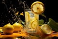 Effervescent Lemon sparkling drink. Generate Ai