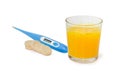 Effervescent medicinal tablets and clinical thermometer