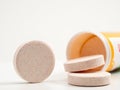 Effervescent multivitamin tablets on a white background. Royalty Free Stock Photo