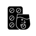 Effervescent tablet for cold relief black glyph icon Royalty Free Stock Photo