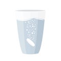 Effervescent tablet in glass of water. Simple vector illustration.