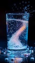 Effervescent Tablets Gradually Dissolve in Clear Water, Creating a Dance of Bubbles Royalty Free Stock Photo