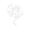 Effervescent water fizzing bubbles on white background.