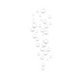 Effervescent water fizzing bubbles on white background.