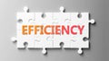 Efficiency complex like a puzzle - pictured as word Efficiency on a puzzle pieces to show that Efficiency can be difficult and