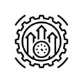 Black line icon for Efficiency, capacity and process Royalty Free Stock Photo