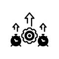 Black solid icon for Efficiency, cogwheel and clock Royalty Free Stock Photo
