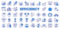 Efficiency icons in line design, blue. Efficiency, productivity, optimization, performance, effectiveness, business