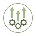 Efficiency increase icon. Gear arrow process. Optimization speed Vector. Growth progress symbol. Royalty Free Stock Photo