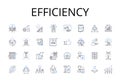 Efficiency line icons collection. Speediness, Productiveness, Promptness, Competence, Proficiency, Agility, Quickness Royalty Free Stock Photo