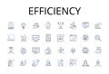 Efficiency line icons collection. Speediness, Productiveness, Promptness, Competence, Proficiency, Agility, Quickness