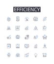 Efficiency line icons collection. Speediness, Productiveness, Promptness, Competence, Proficiency, Agility, Quickness Royalty Free Stock Photo