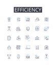 Efficiency line icons collection. Speediness, Productiveness, Promptness, Competence, Proficiency, Agility, Quickness