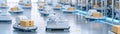 Efficient automated robots sorting packages in a modern warehouse.