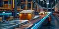 Efficient automated technology sorts parcels in robotic distribution center with precision. Concept
