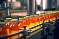 Efficient Beverage Production Processing and Bottling in a Fruit Juice Factory. created with Generative AI