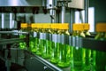 Efficient Beverage Production Processing and Bottling in a Fruit Juice Factory. created with Generative AI