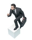 Efficient businessman running with his briefcase Royalty Free Stock Photo