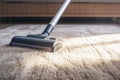 Efficient cleaning Cordless vacuum turbo brush leaves clean carpet stripe