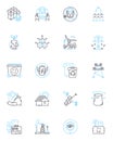 Efficient control linear icons set. Streamlined, Agile, Optimized, Systematic, Disciplined, Rational, Productive line