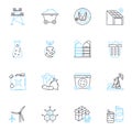 Efficient control linear icons set. Streamlined, Agile, Optimized, Systematic, Disciplined, Rational, Productive line