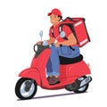 Efficient Courier Character On A Nimble Scooter, Swiftly Navigating Through Traffic To Deliver Packages Promptly