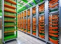 Efficient Data Center Network Rack System A Detailed Look at Cable Management and Server Room Organization Royalty Free Stock Photo