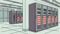 Efficient data center with rows of high-performance servers, vector design Generative AI Royalty Free Stock Photo