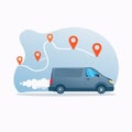 Efficient Delivery Service Van on a GPS Route Royalty Free Stock Photo