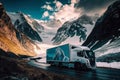 Efficient Delivery Truck on a Breathtaking Mountain Route