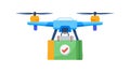 Efficient Drone Delivery: Checked Package by Air, vector design Generative AI Royalty Free Stock Photo